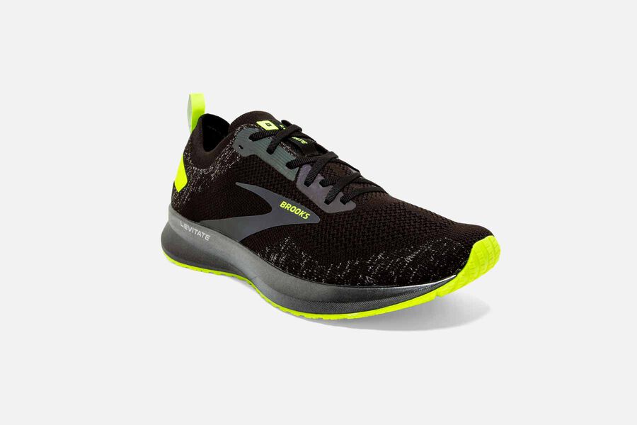 Brooks Levitate 4 Road Running Shoes Mens - Black/Green - ATHMO-8290